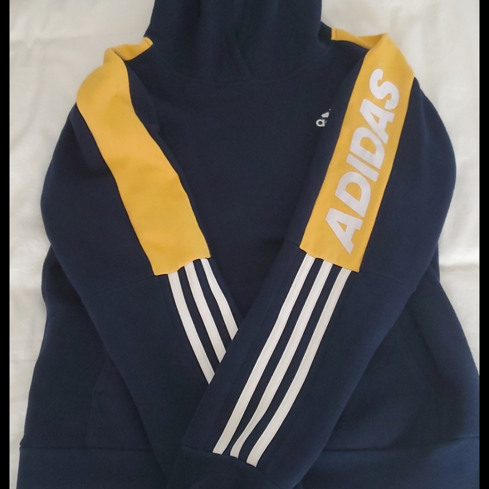 Adidas navy blue and yellow hoodie - Picture 3 of 7